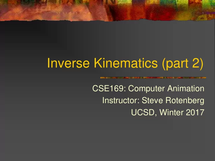 inverse kinematics part 2