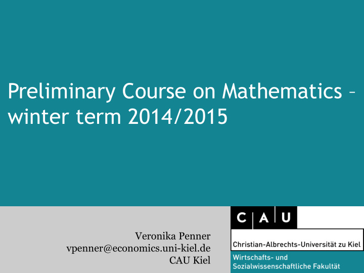 preliminary course on mathematics winter term 2014 2015