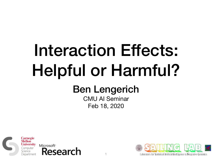 interaction effects helpful or harmful