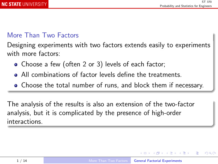 more than two factors designing experiments with two