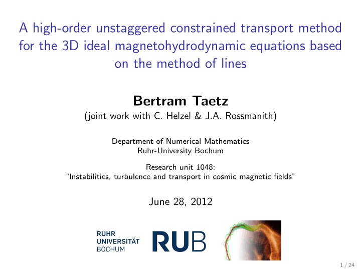 a high order unstaggered constrained transport method for