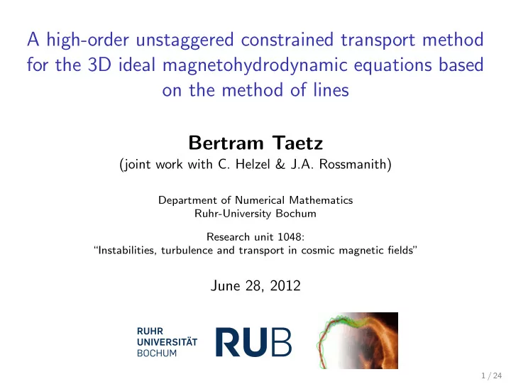 a high order unstaggered constrained transport method for