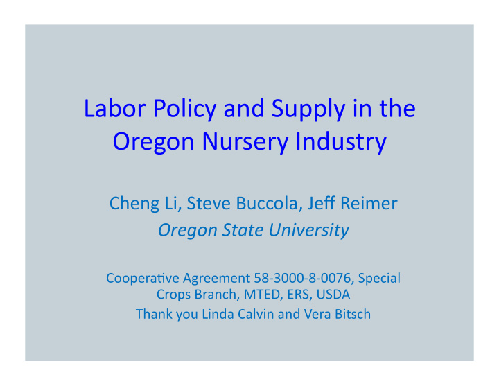 labor policy and supply in the oregon nursery industry
