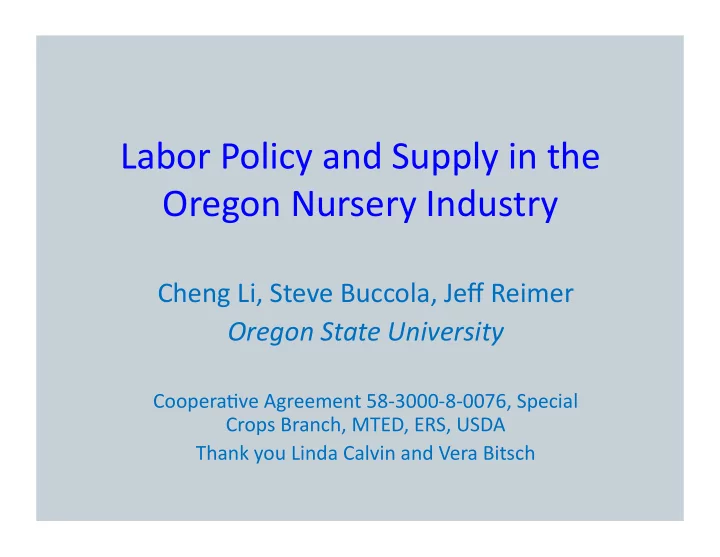 labor policy and supply in the oregon nursery industry