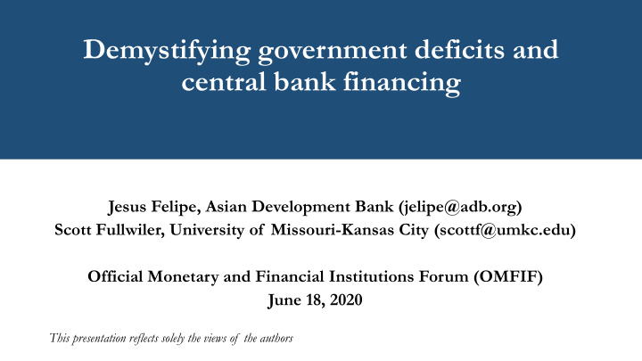 demystifying government deficits and central bank