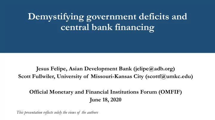 demystifying government deficits and central bank