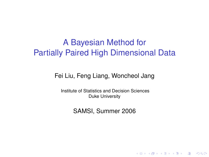 a bayesian method for partially paired high dimensional