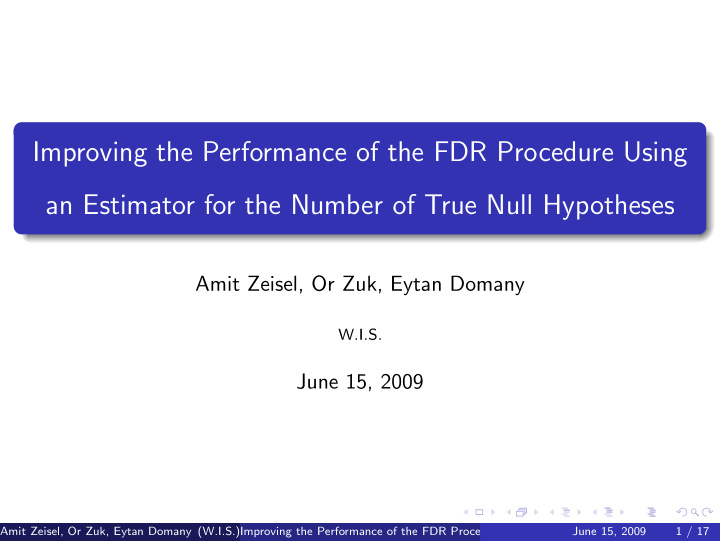 improving the performance of the fdr procedure using an