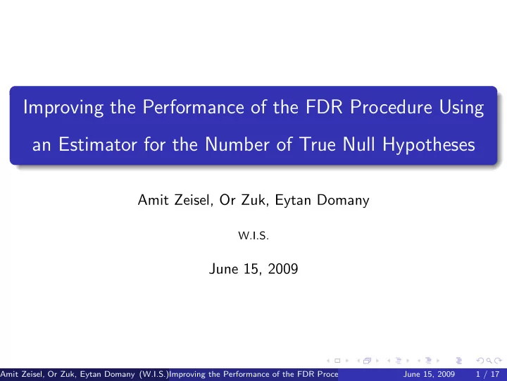 improving the performance of the fdr procedure using an