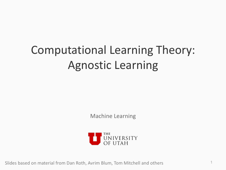 computational learning theory agnostic learning