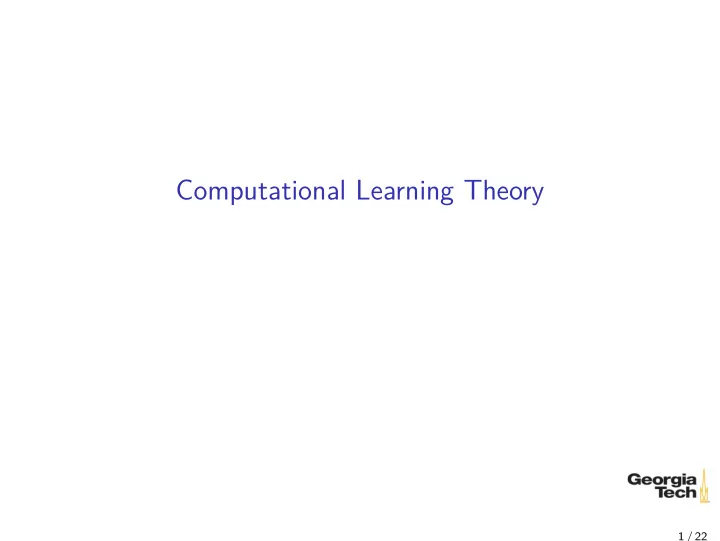 computational learning theory