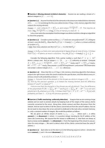 Assume we are reading a stream of n distinct integers in { 1 , . . . , n + 1 } .