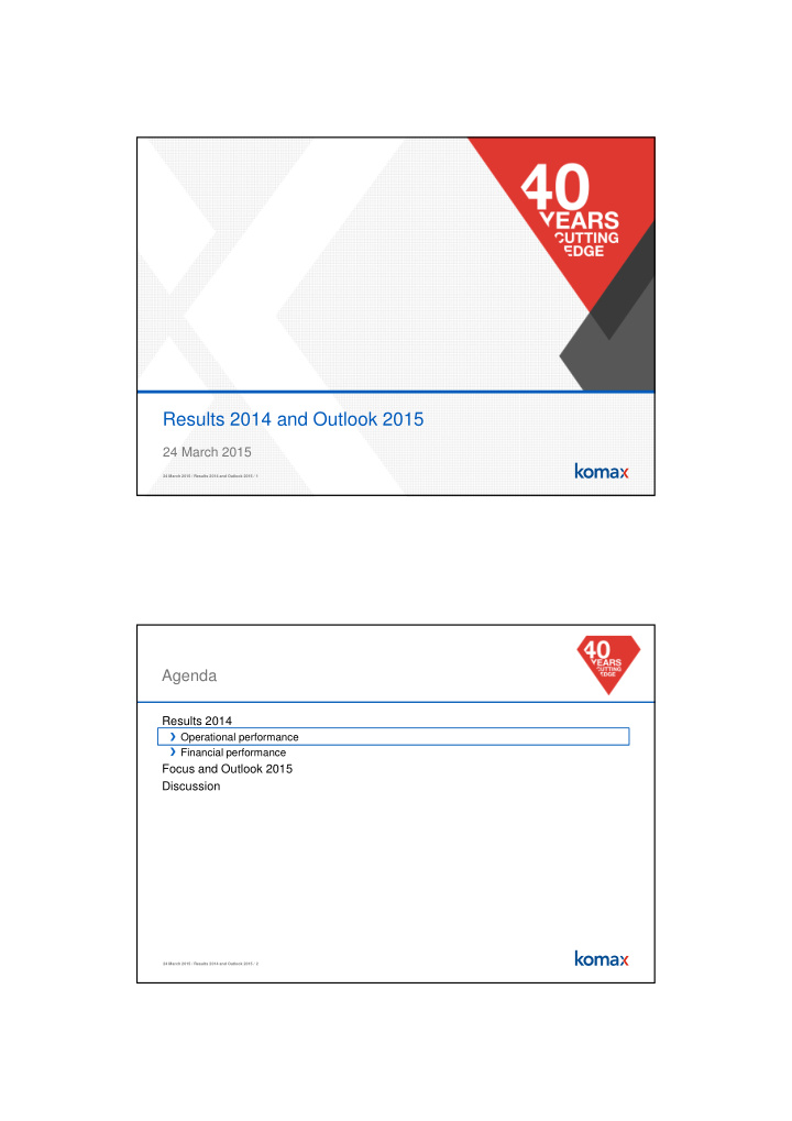 results 2014 and outlook 2015