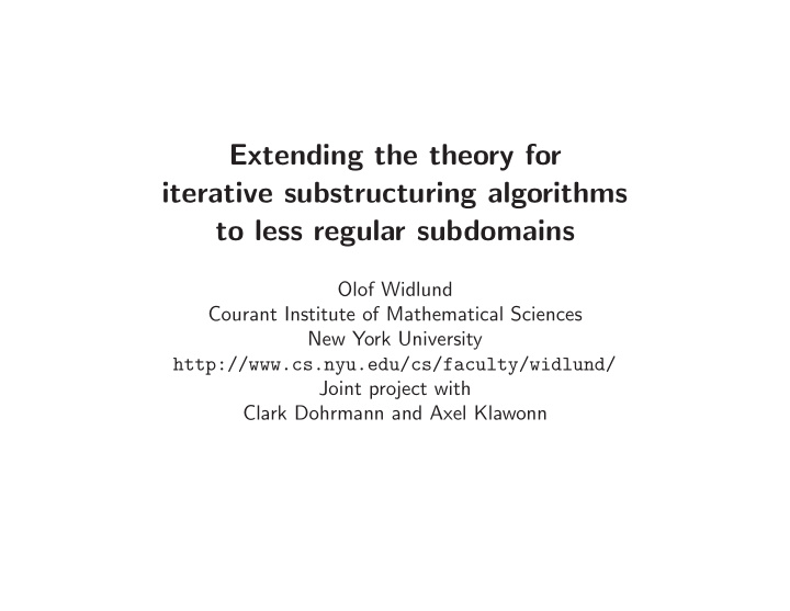 extending the theory for iterative substructuring