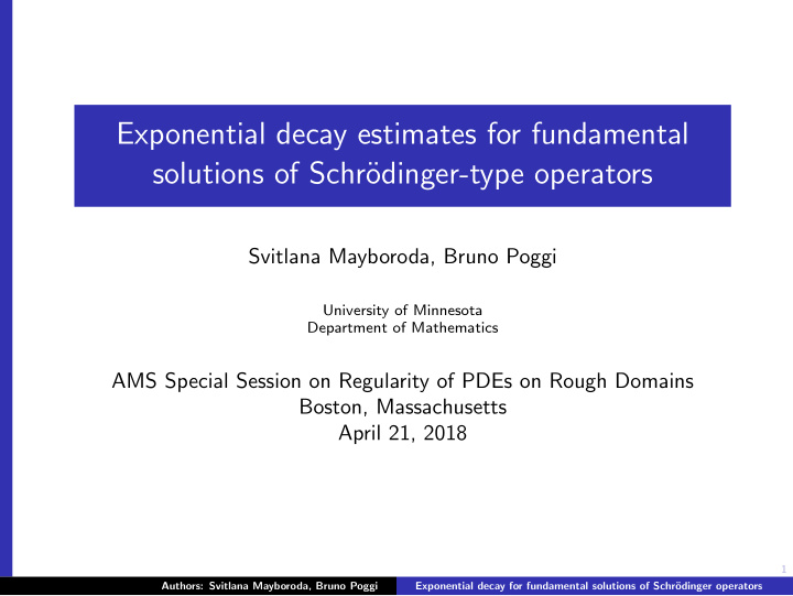 exponential decay estimates for fundamental solutions of