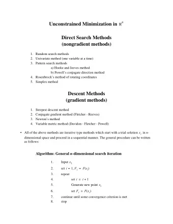 Direct Search Methods  (nongradient methods)  1. Random search methods  2. Univariate method (one