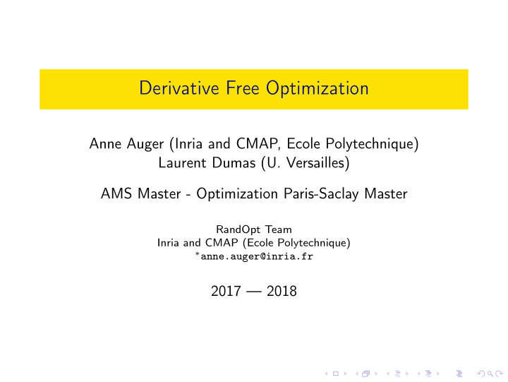 derivative free optimization