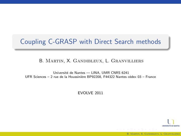 coupling c grasp with direct search methods