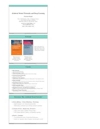 Artificial Neural Networks and Deep Learning  Christian Borgelt  Dept. of Mathematics / Dept. of