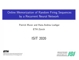 ISIT 2020  Signal and Information  Processing Laboratory  Institut fr Signal- und