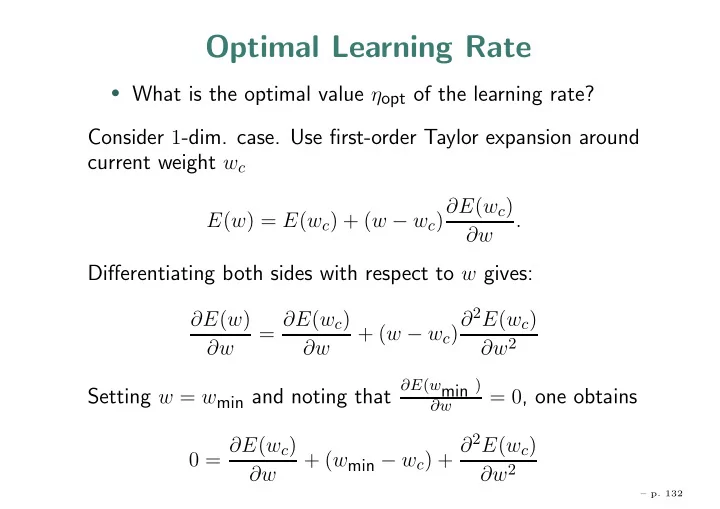 optimal learning rate