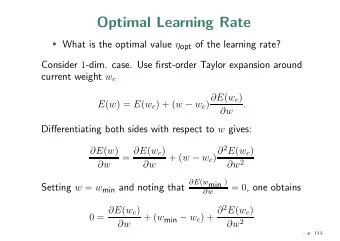 Optimal Learning Rate  What is the optimal value  opt of the learning rate? Consider 1 -dim.