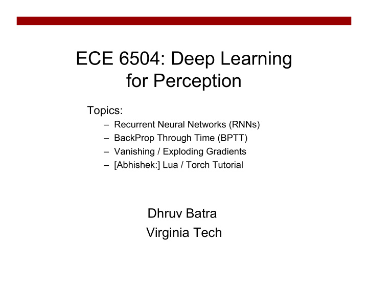 ece 6504 deep learning for perception