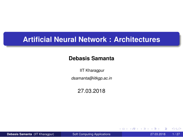artificial neural network architectures