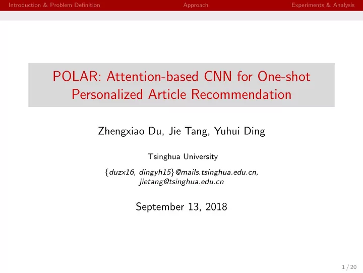 polar attention based cnn for one shot personalized