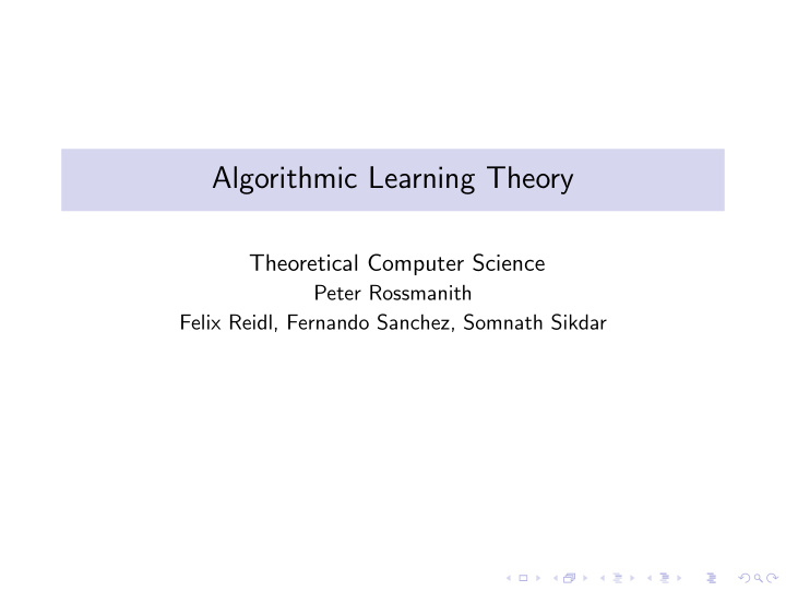 algorithmic learning theory