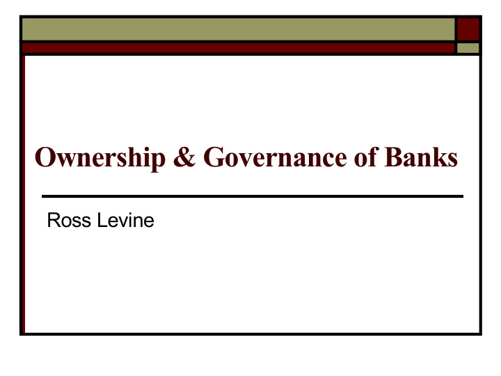 ownership amp governance of banks