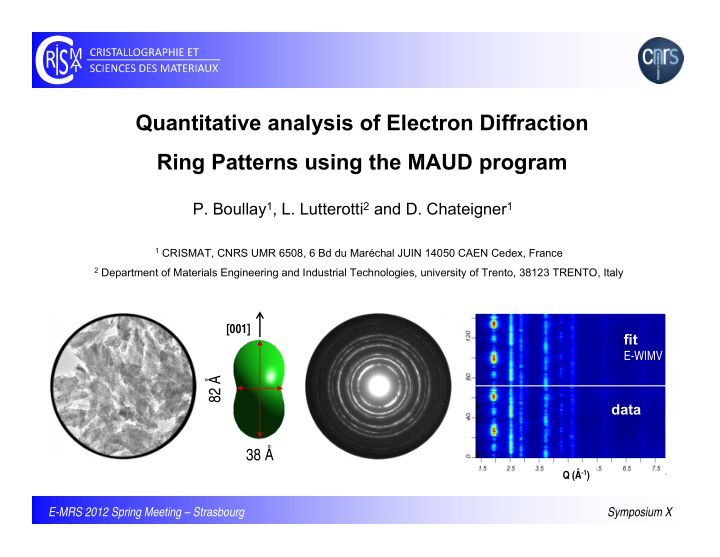 quantitative analysis of electron diffraction ring