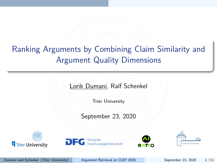 ranking arguments by combining claim similarity and