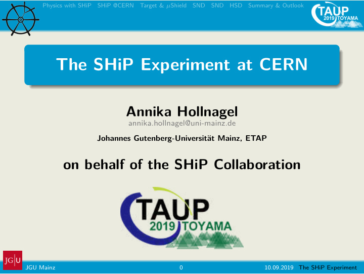 the ship experiment at cern