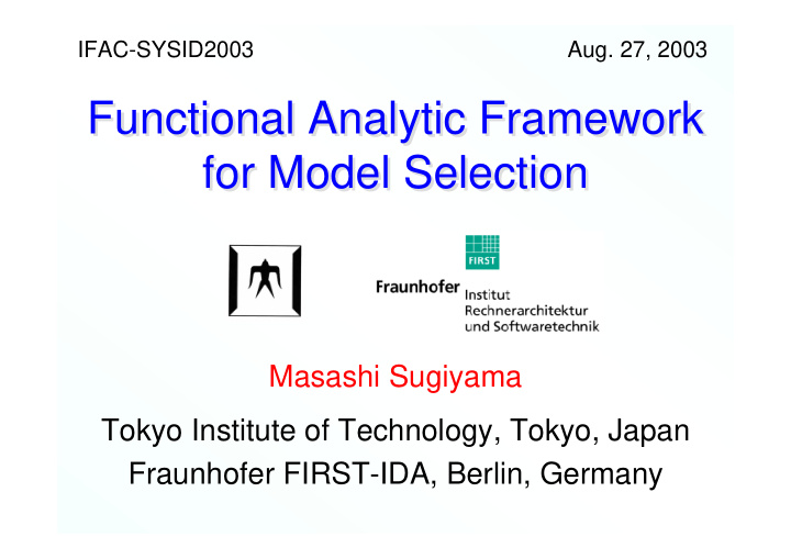 functional analytic framework functional analytic