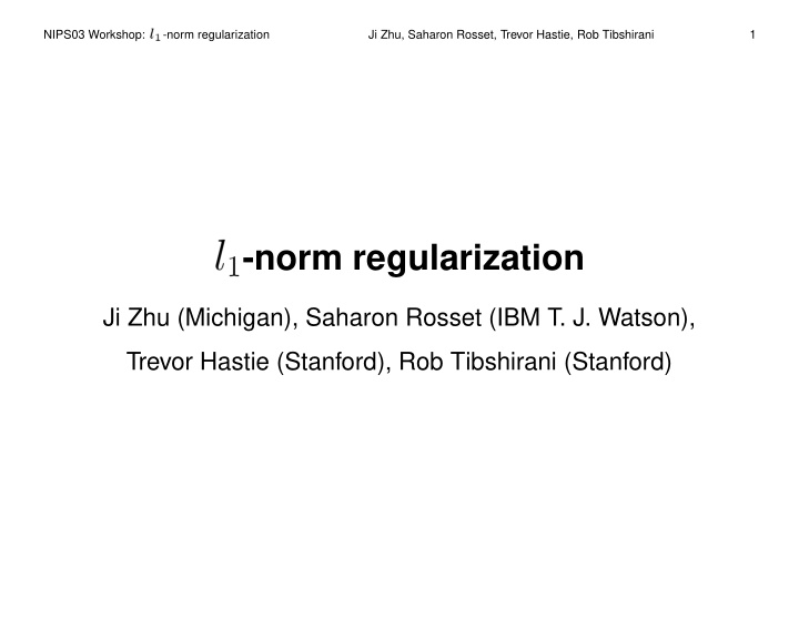 1 norm regularization