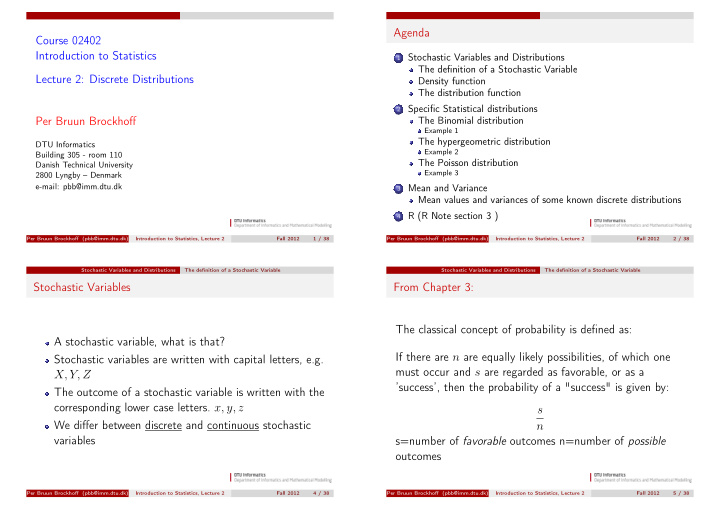 agenda course 02402 introduction to statistics