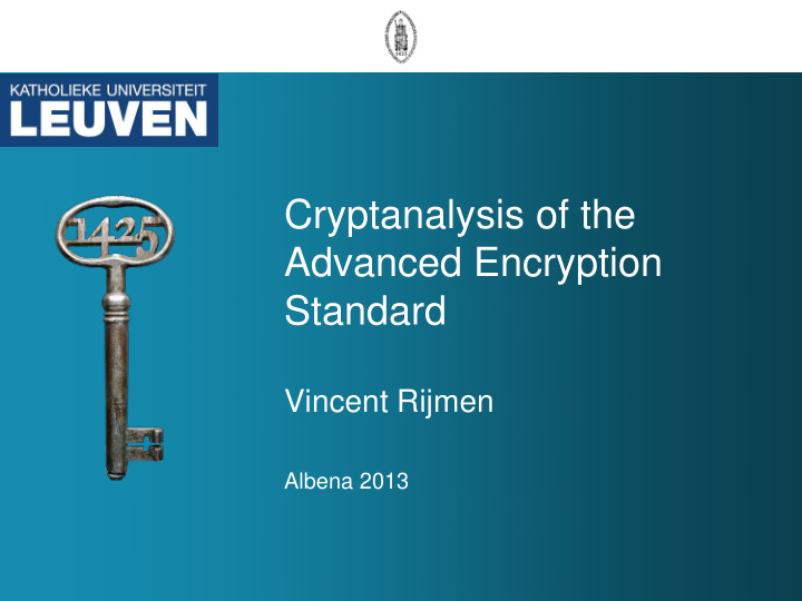 cryptanalysis of the advanced encryption standard