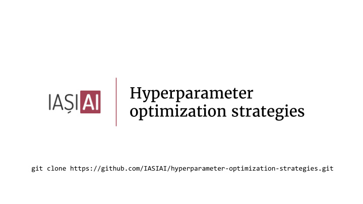 hyperparameter optimization strategies