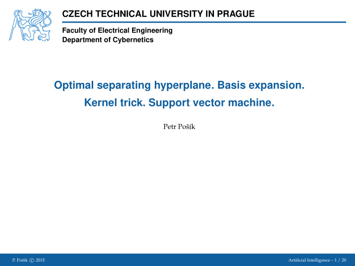 optimal separating hyperplane basis expansion kernel