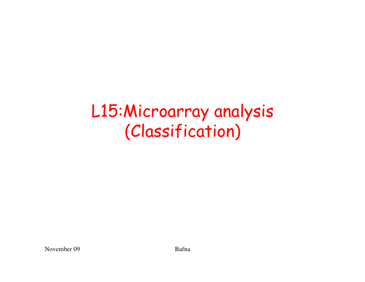 l15 microarray analysis classification