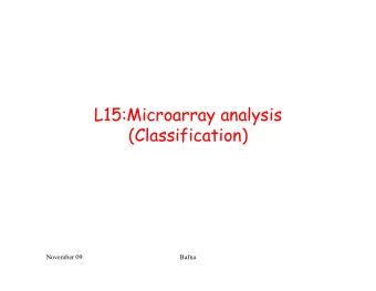 L15:Microarray analysis  (Classification) November 09  Bafna  Silly Quiz  Social networking