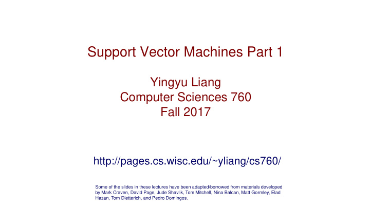 support vector machines part 1