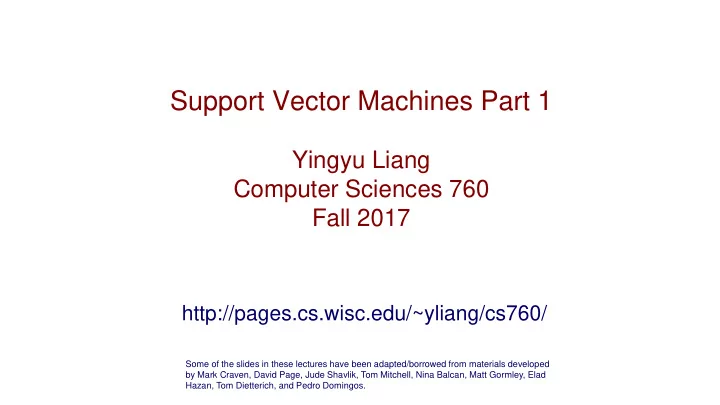 support vector machines part 1