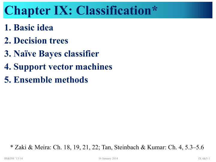 chapter ix classification