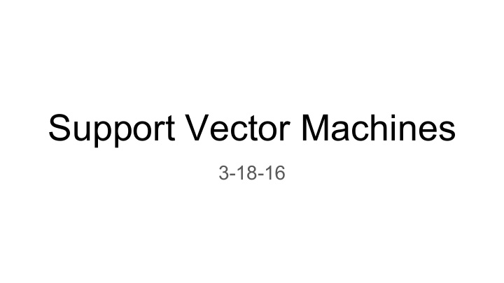 support vector machines