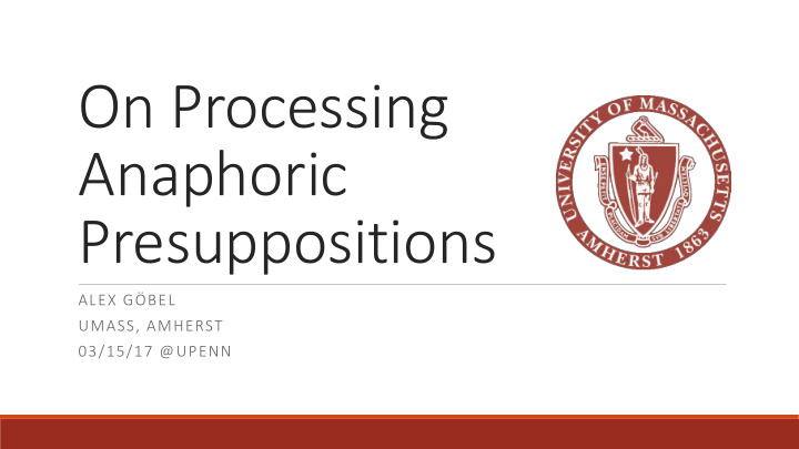 anaphoric presuppositions