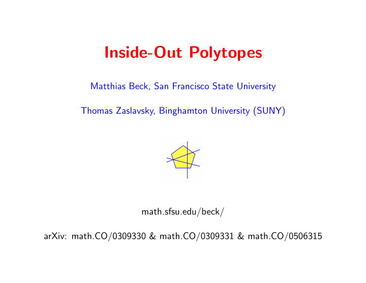 inside out polytopes
