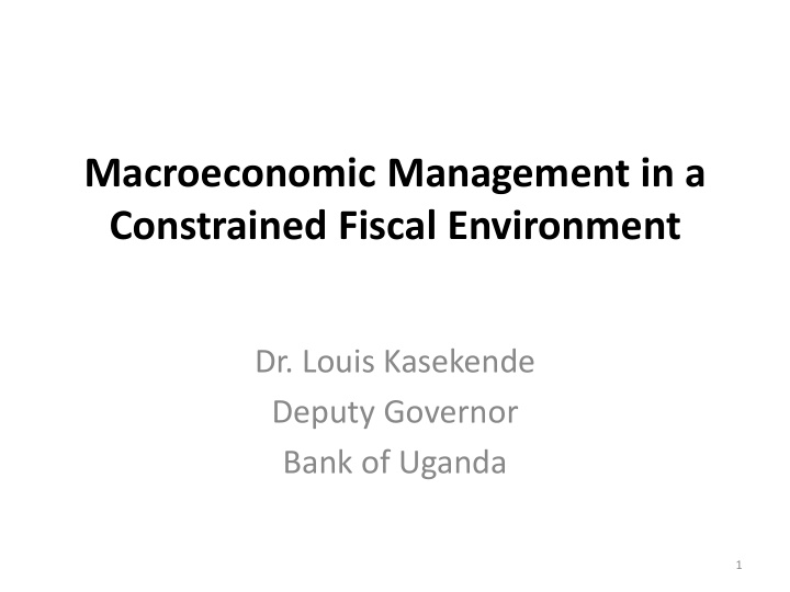 macroeconomic management in a constrained fiscal