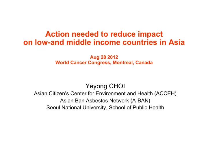 action needed to reduce impact on low and middle income